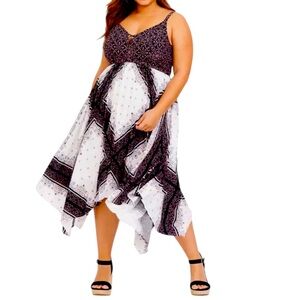 Torrid Midi Challis Handkerchief Dress Size 2